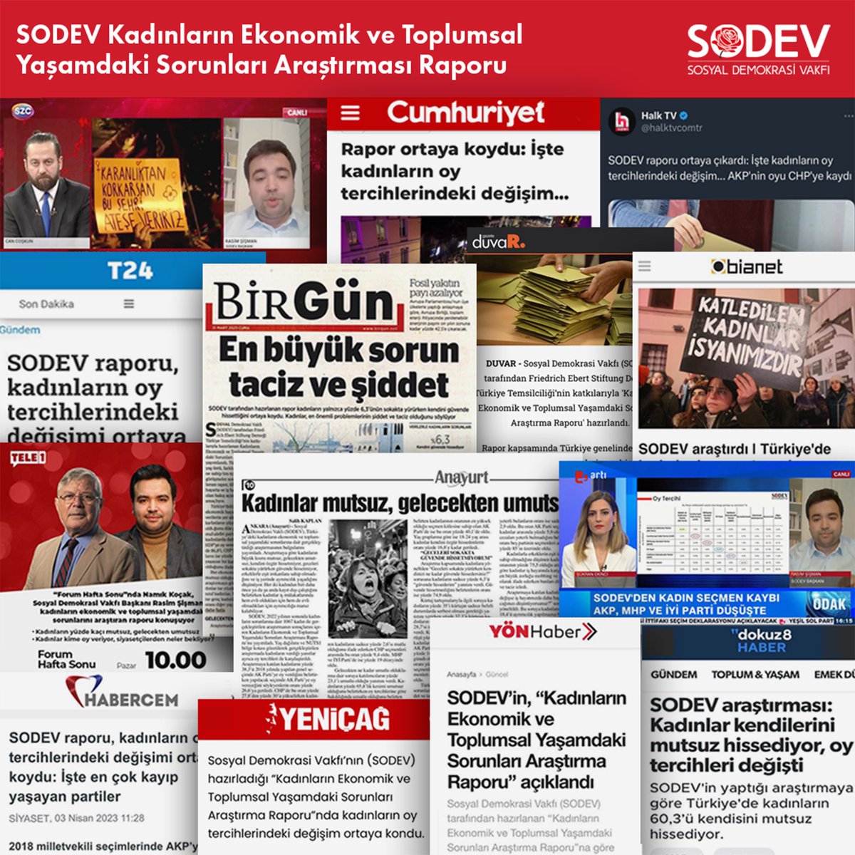 Sosyaldemokrasi's tweet image. SODEV’in hazırladığı, Kadınların Ekonomik ve Toplumsal Yaşamdaki Sorunları Araştırması Raporu basında ve kamuoyunda yoğun ilgi gördü.