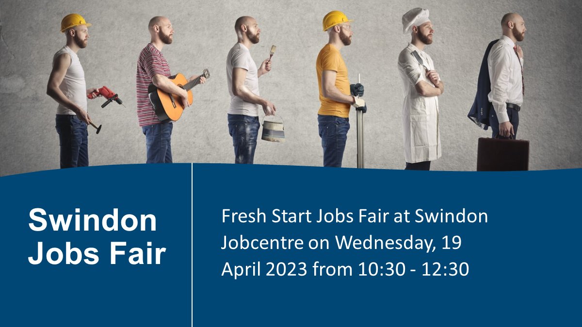 A Fresh Start event is being hosted by #Swindon Jobcentre 19 April from 10.30 to 12.30.  For customers aged 16-30 years old  looking to start, progress or move into a new career.  Lots of support and jobs available.

Speak to your Work Coach to find out more 

#WorkinWilts