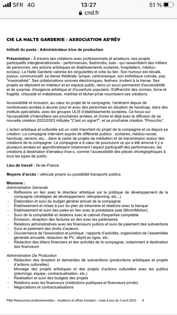 JohanAmselem's tweet photo. URGENT!!! La compagnie de danse La Halte Garderie cherche un.e administrateur.trice de production https://t.co/SmX40H3daw