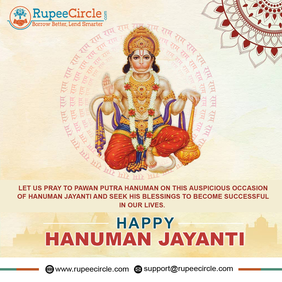 RupeeCircle wishes you a blessed Hanuman Jayanti! May Lord Hanuman's divine blessings bring happiness, peace, and prosperity to your life  

#HanumanJayanti2023 #Hanuman #Hindutva #JaiShreeRam #Hindus #Rupeecircle