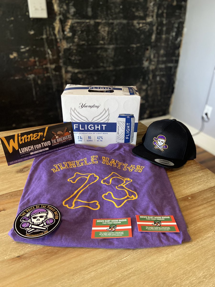 🚨🏴‍☠️WIN IT WEDNESDAY🏴‍☠️🚨
RT &amp; FOLLOW <a href="/PR927FM/">Pirate Radio ☠️</a> for a chance to win a 12 pack of Flight by Yuengling, a Pirate Radio hat and decal, Lunch for Two at Tiebreakers, Wood Ducks Ticket Vouchers, AND a Jungle Nation T-Shirt! (21 or older) #TheVoiceofthePirateNation #Station4Winners