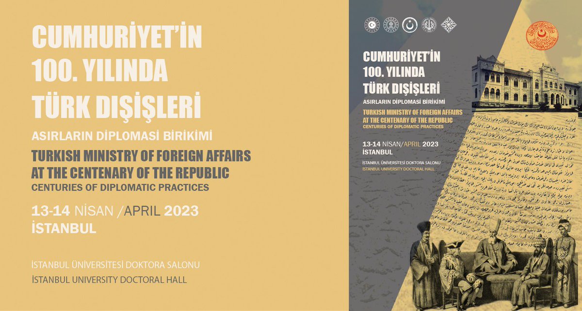 Kurumumuz ve Dışişleri Bakanlığı tarafından hazırlanan Cumhuriyet’in 100. Yılında Türk Dışişleri: Asırların Diplomasi Birikimi sempozyumu, 13-14 Nisan 2023 tarihleri arasında İstanbul Üniversitesinde gerçekleştirilecektir.
Ayrıntılı bilgi için: ttk.gov.tr/duyurular/cumh…