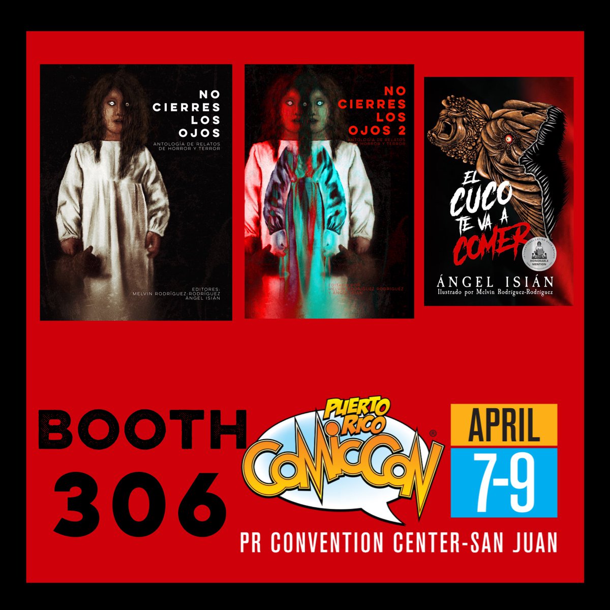 libros_eikon's tweet photo. Búscanos este fin de semana en #prcomiccon2023 #libroseikon #horror #horroryterror #ficcionboricua #literaturapuertorriqueña https://t.co/Op6U1nT1jC