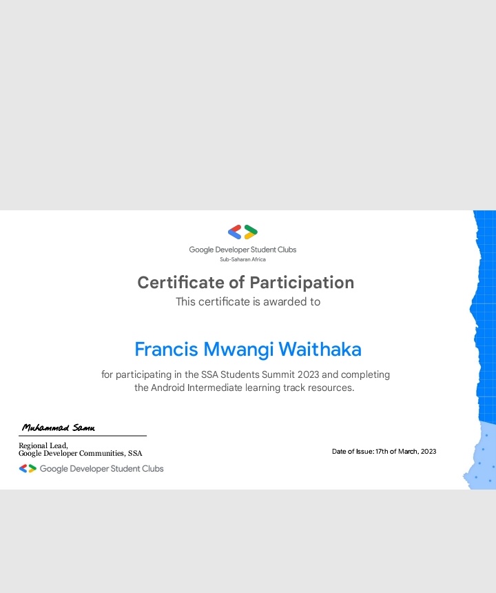 WaithakaFM's tweet photo. I'm grateful to @Google #SSAStudentSummit @Andela for the wonderful opportunity they offered me to learn valuable skills in tech. I look forward for more and greater opportunities, to learn and grow . https://t.co/AggO3p8hqe