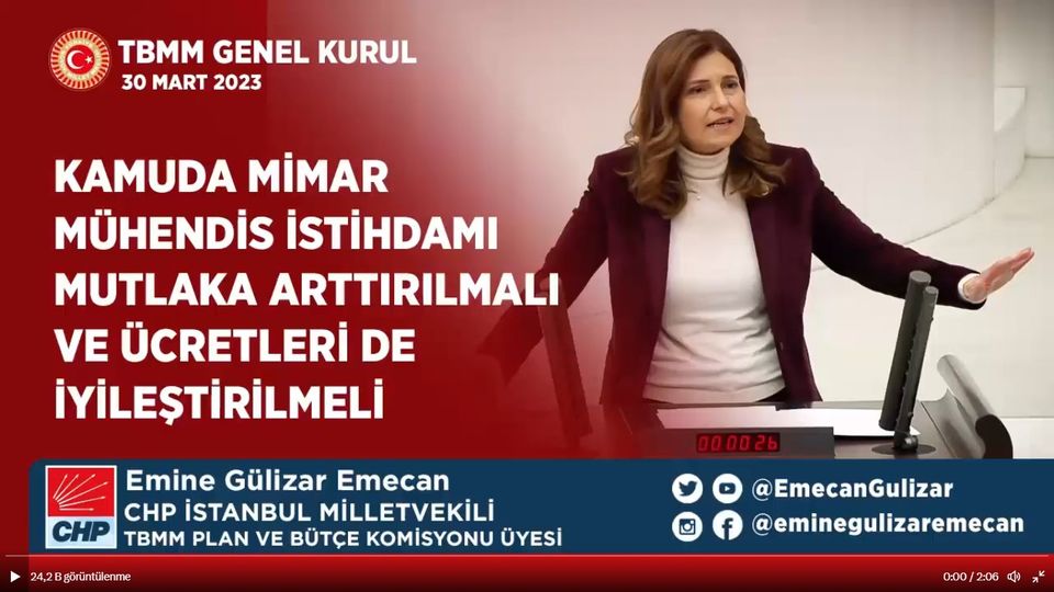 Şubemiz Üyesi, Meslektaşımız ve İstanbul Milletvekili Emine Gülizar Emecan, Kamuda Çalışan İnşaat Mühendisi Kadrolarının Arttırılmasına Yönelik TBMM’ye Önemli Açıklamalarda Bulundu.
Konuşmayı detayları için: youtu.be/h4CO6h8WEdw
<a href="/EmecanGulizar/">Emine Gülizar EMECAN</a>