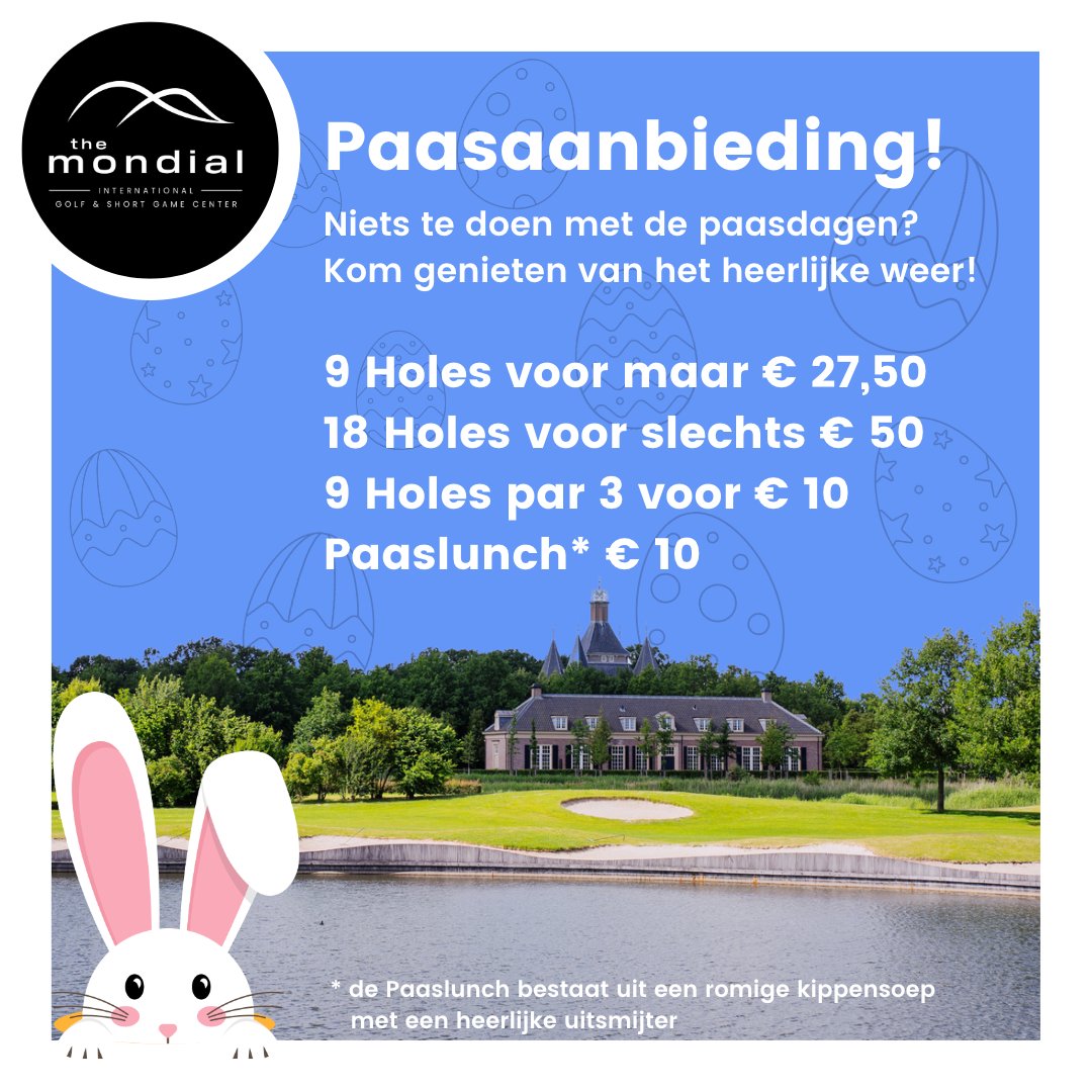 DeUtrechtseGolf's tweet photo. De weersvoorspelling voor dit weekend is perfect, dus kom heerlijk genieten op de golfbaan! 🌞
Speciaal voor de Paasdagen hebben wij vanaf vrijdag tot en met zondag een mooie Paasactie! Kom 9 holes spelen voor het introductie tarief van € 27,50 of 18 holes voor slechts € 50! ⛳ https://t.co/kVhIMN7zfw