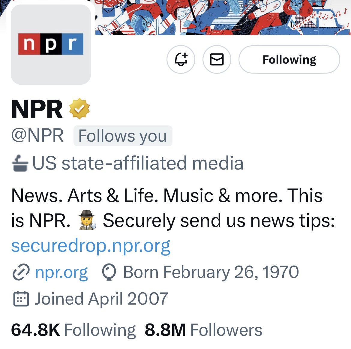 NPR is not state affiliated media. It is public media. The NYT is not propaganda. It is the most robust news organization in the English speaking world. The bias as to who is being targeted on this site by its leadership is so very clear. And it’s not a small thing.