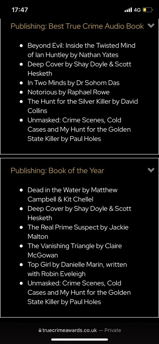 Scott Hesketh (@sheskethnews) on Twitter photo Delighted that Deep Cover has been shortlisted for Book of the Year and Audiobook of the year at the True Crime awards. Congratulations to other nominees including @DavidCollinsST and <a href="/Robin_Eveleigh/">Robin Eveleigh</a> and <a href="/raphaelrowe/">Raphael Rowe</a> on their brilliant work. Delighted that Deep Cover has been shortlisted for Book of the Year and Audiobook of the year at the True Crime awards. Congratulations to other nominees including @DavidCollinsST and <a href="/Robin_Eveleigh/">Robin Eveleigh</a> and <a href="/raphaelrowe/">Raphael Rowe</a> on their brilliant work.