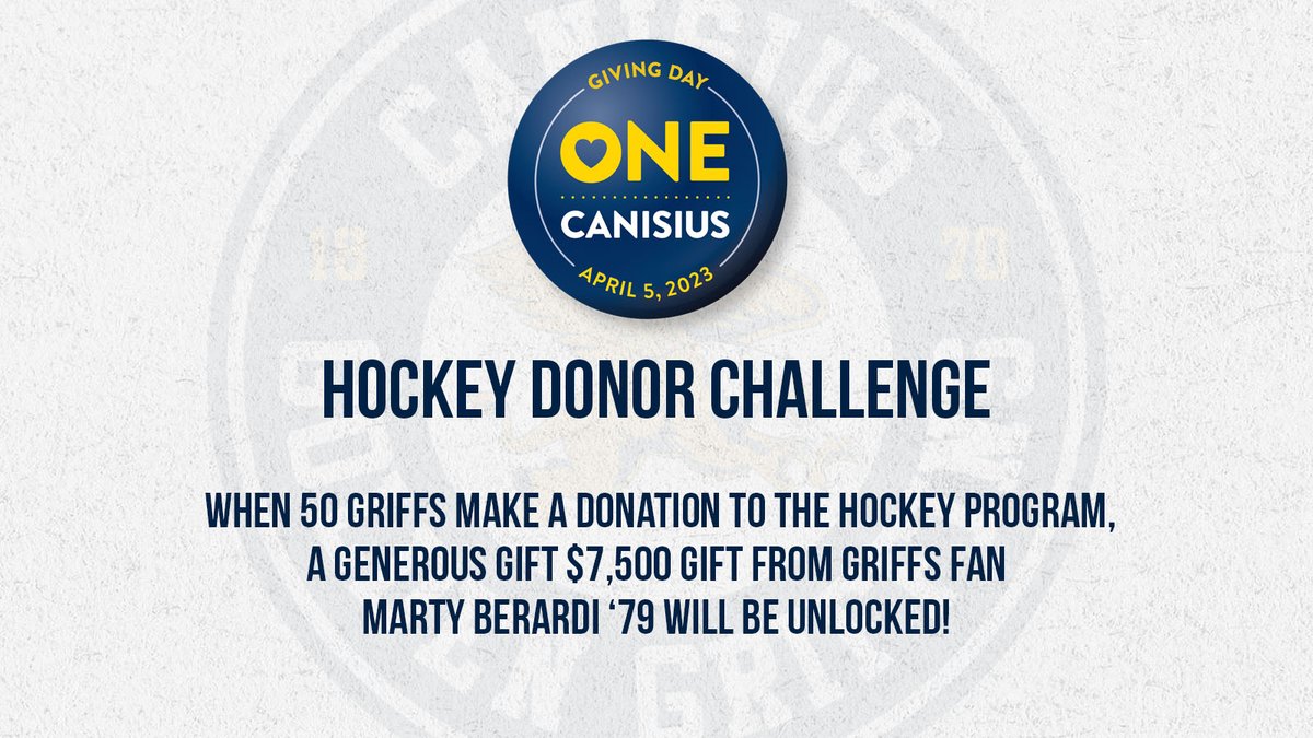 ⚠️DONOR CHALLENGE⚠️

Fifty donors unlocks a generous gift from Marty Berardi '79.

➡️ bit.ly/CCGD23_ATH

#Griffs