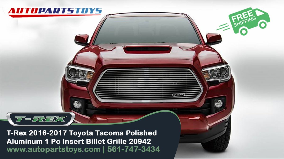 autopartstoys's tweet image. Upgrade the front end of your 2016-2017 Toyota Tacoma with T-Rex's Polished Aluminum Billet Grille Insert! 
.
Part No. on Website#: 20942
.

Guaranteed Best Price!
Buy From: AutoPartsToys.com
.
#TRexGrilles #ToyotaTacoma #BilletGrille #PolishedAluminum #AutopartsToys