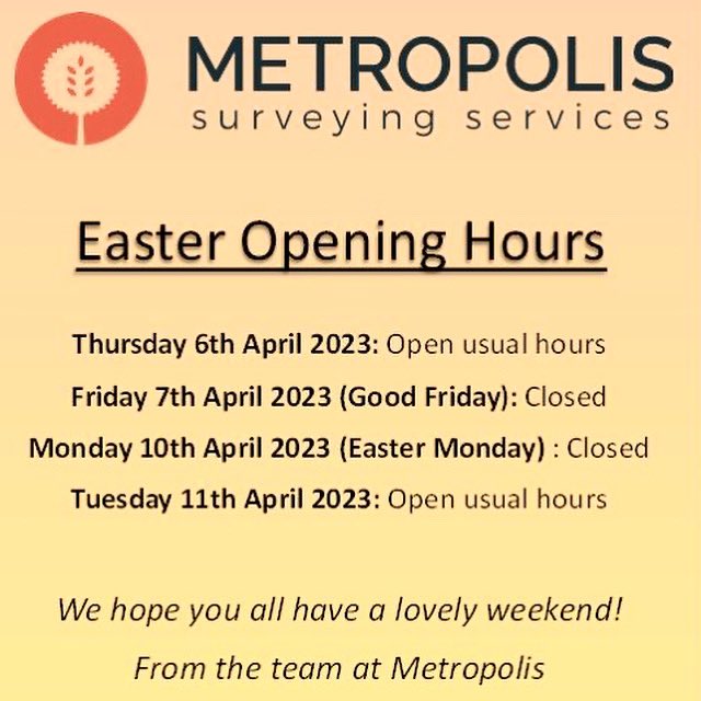 METROPOLIS EASTER HOURS! We hope you are all enjoying half term and look forward to the bank holiday weekend! 🐣