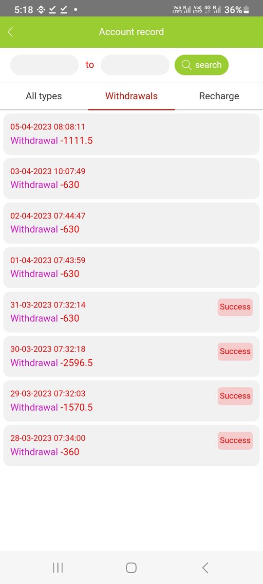 kuldeep3210's tweet photo. @Cyberdost  sir hume kuch din pahele ek company mili thi vst naam tha us company ka o 1690 rupiya me 500 de rahi thi ussi lalach me hum us company pe viswas kar liye lekin 2 din withdrawal huaa paisa uske bad kisi bhi company me withdrawal nahi ho raha sir ye uska payment record https://t.co/eQ6GAxvuRe