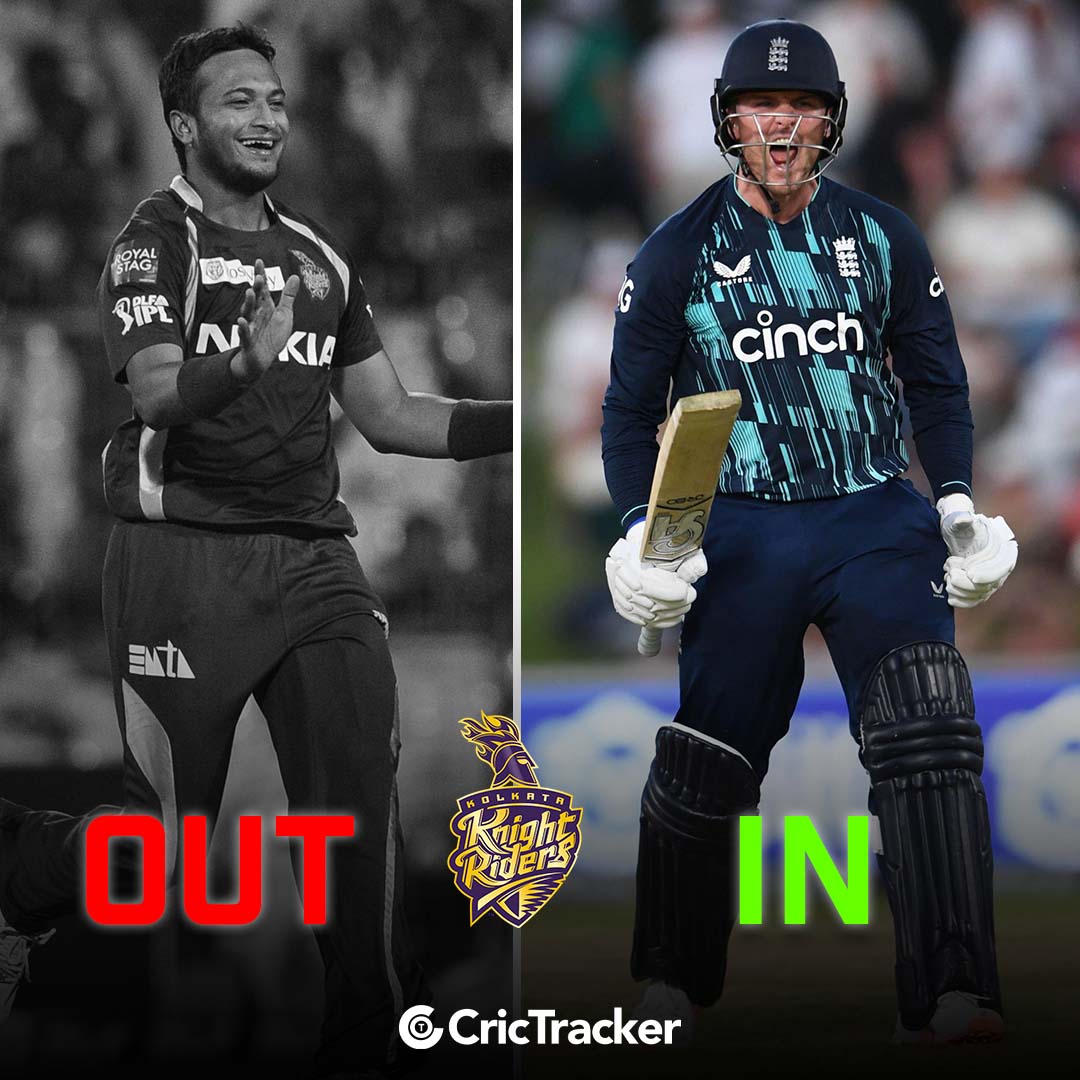 Cricketracker's tweet photo. Here are the IPL 2023 replacements so far.

Jason Roy 🔁Shaikb Al Hassan (KKR) https://t.co/K9WIOmjZVt
