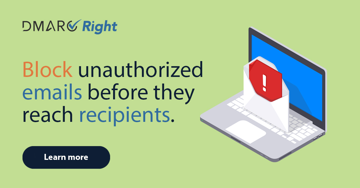 🔒Would you like to block unauthorized email senders by filtering unwanted emails before they reach recipients?

Take advantage of the 𝟯𝟬-𝗱𝗮𝘆 𝘁𝗿𝗶𝗮𝗹 offer to explore all the benefits of <a href="/dmarcright/">DMARC Right - A Channel IT brand</a>.

🎯dmarcright.com

#DMARCRight #EmailSecurity #FraudProtection