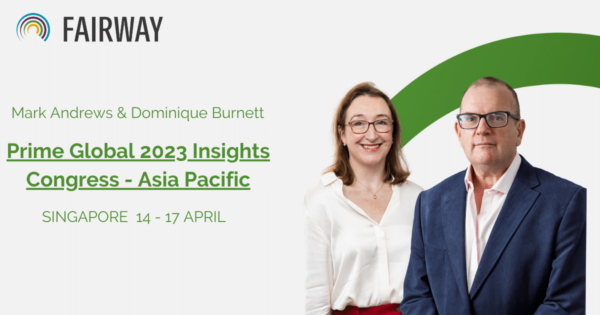 Fairway Directors, Mark Andrews and Dominique Burnett will be traveling to Singapore to attend the Prime Global 2023 Insights Congress - Asia Pacific. #PGInsightsAP #wealthmanagement #Fairway