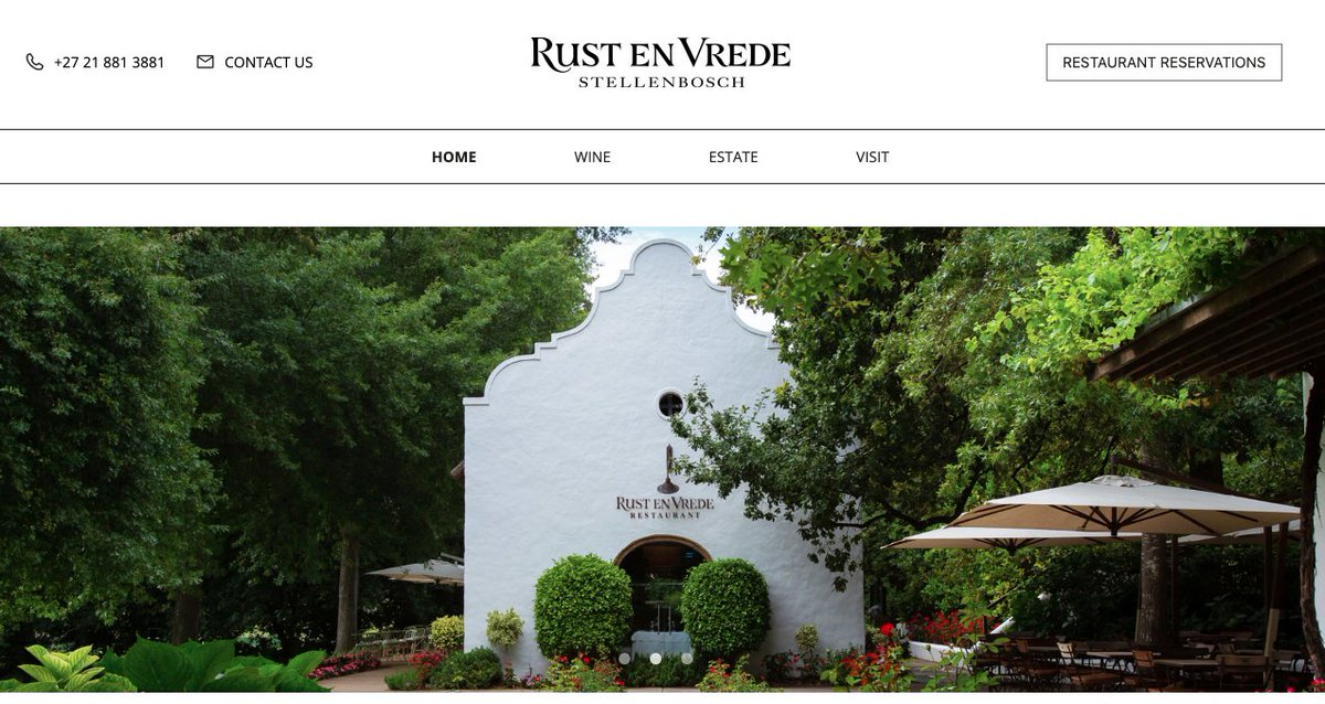 modernwebinfo's tweet photo. Rust en Vrede Stellenbosch

Congratulations to Jean Engelbrecht and the Rust en Vrede Team with your new website.

Read more: 
https://t.co/LMoPA3KGZA

#website #stellenbosch #wine #winefarm #rustenvrede @rustenvrede1694 https://t.co/9IBiPxyIaz