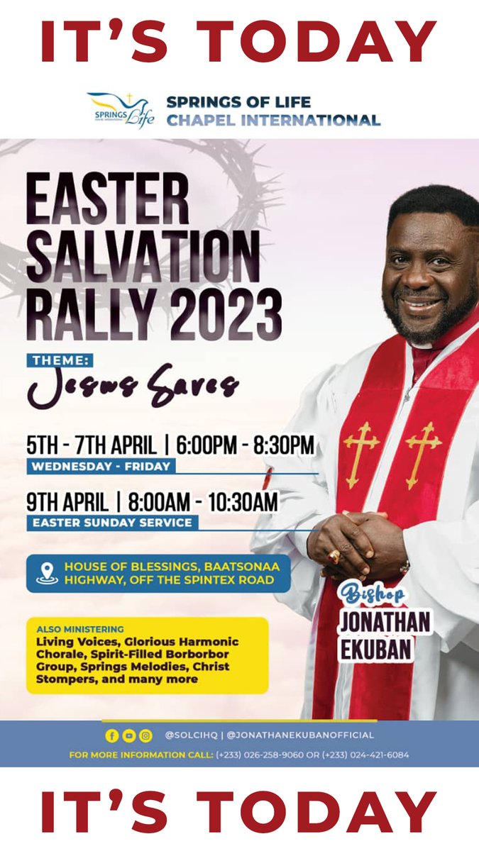 SOLCIHQ's tweet photo. Easter Salvation Rally starts today. #EasterSalvationRally #JesusSaves #SOLCI #Houseofblessings https://t.co/EQBQStCOhW
