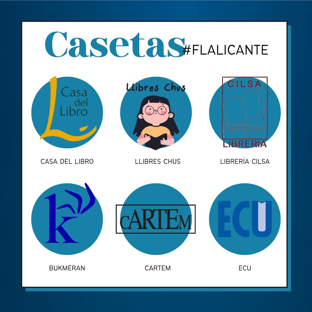 flalicante's tweet photo. Presentamos a algunas de las casetas que nos acompañarán en la FLA'23.📕

Librerías con una temática muy amplia y variada entre ellas, hechas para todos los públicos. Además, ¡contarán con actividades y firmas de libros! 

¡Nos vemos en la FLA!. 📌

#FLAlicante23 https://t.co/QYTPH67YvH