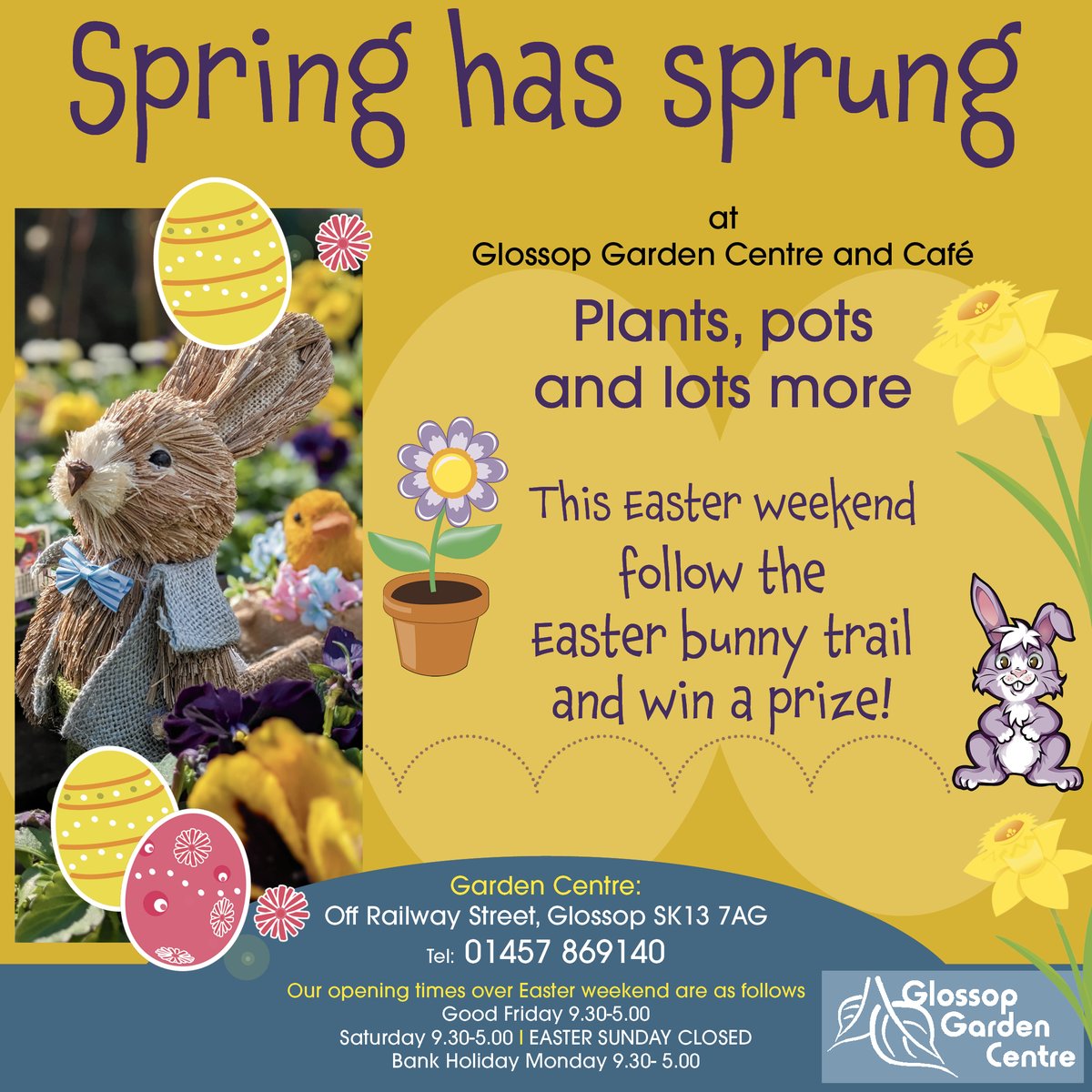 newsinglossop's tweet image. SPRING HAS SPRUNG 🐰
 @GlossopGC This Easter Weekend 🐣 
#glossopgardencentre #easterweekend #prizewin #bunnytrail