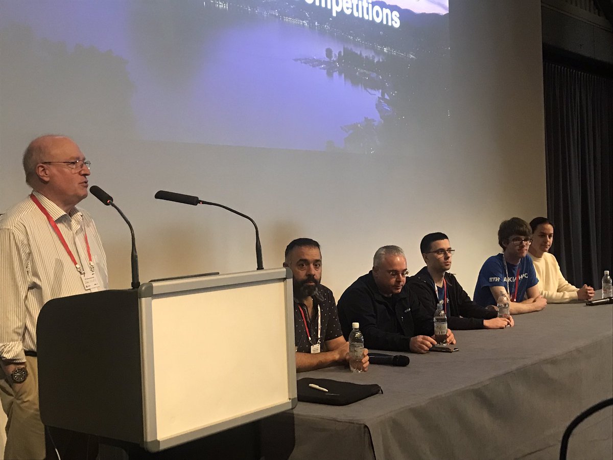 addisonsnell's tweet photo. At #HPCAIAC, @Intersect360’s @danolds leads a panel on current and past experiences with Student Cluster Competitions developing next generation of talent in #HPC and #AI. @hpccouncil https://t.co/1Q59ReiqV5