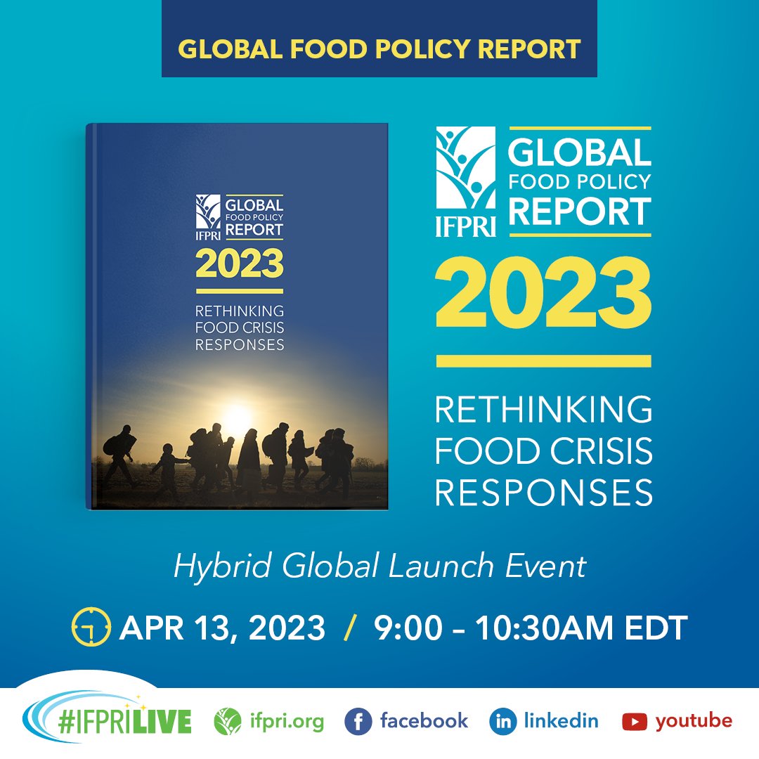 IFPRI (@ifpri) on Twitter photo ⭐<a href="/IFPRI/">IFPRI</a> is launching its #GFPR2023 in 8 days!
📌"Rethinking #FoodCrisis Responses"
📅April 13 ⏰ 9:00AM EDT
💬<a href="/Jo_Swinnen/">Johan Swinnen</a> <a href="/kkosec/">Katrina Kosec</a> <a href="/EspositoUSAID/">Dina Esposito</a> <a href="/WFPChiefEcon/">Arif Husain</a> <a href="/SikandraKurdi/">Sikandra</a> <a href="/kallihi/">kalli hi</a> & more
📍bit.ly/2023GFPRLaunch
👋🏽See you there!
<a href="/CGIAR/">CGIAR</a> <a href="/WFP/">World Food Programme</a> <a href="/USAID/">USAID</a> <a href="/FeedtheFuture/">Feed the Future</a> ⭐<a href="/IFPRI/">IFPRI</a> is launching its #GFPR2023 in 8 days!
📌"Rethinking #FoodCrisis Responses"
📅April 13 ⏰ 9:00AM EDT
💬<a href="/Jo_Swinnen/">Johan Swinnen</a> <a href="/kkosec/">Katrina Kosec</a> <a href="/EspositoUSAID/">Dina Esposito</a> <a href="/WFPChiefEcon/">Arif Husain</a> <a href="/SikandraKurdi/">Sikandra</a> <a href="/kallihi/">kalli hi</a> & more
📍bit.ly/2023GFPRLaunch
👋🏽See you there!
<a href="/CGIAR/">CGIAR</a> <a href="/WFP/">World Food Programme</a> <a href="/USAID/">USAID</a> <a href="/FeedtheFuture/">Feed the Future</a>