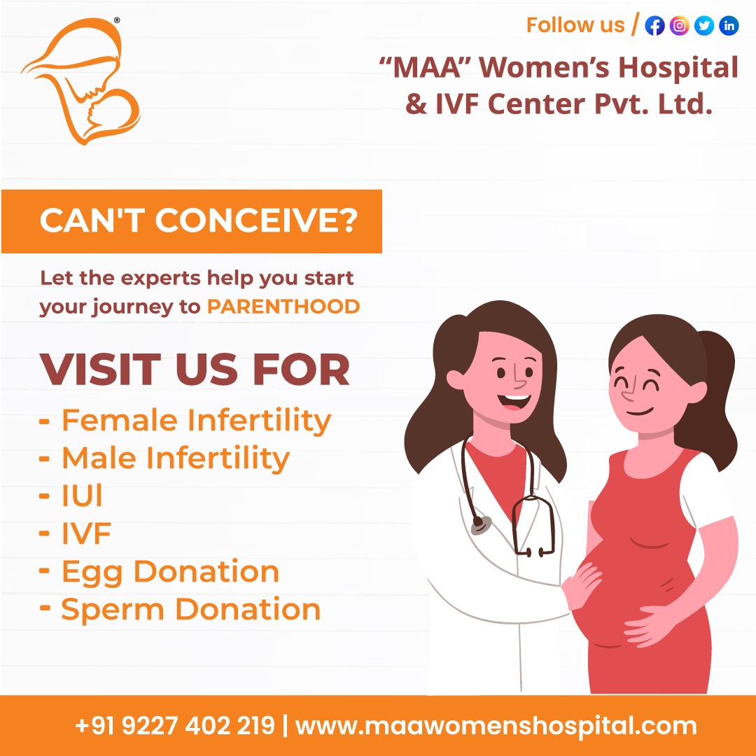 CAN'T CONCEIVE?
Let the experts help you start your journey to PARENTHOOD.

Let the experts help you at Maa Women's Hospital.

#MaaWomensHospital #DrPatixaJoshi #maternityhospital #gynecologist #infertility #malefertility #femalefertility #iui #ivf #eggdonation #spermdonation
