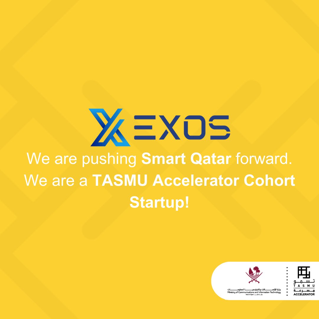 Ali_SamrtP's tweet photo. EXOS has been selected to join TASMU Accelerator by Qatar Ministry of Communications and Information Technology.
We will tackle Qatari market needs in the Enviro-Teck sector and contribute to achieving Smart Qatar Vision of 2030.#TASMUAccelerator! #SmartQatar #Qatar #Qatar2030 https://t.co/f3IbpOP3Hz
