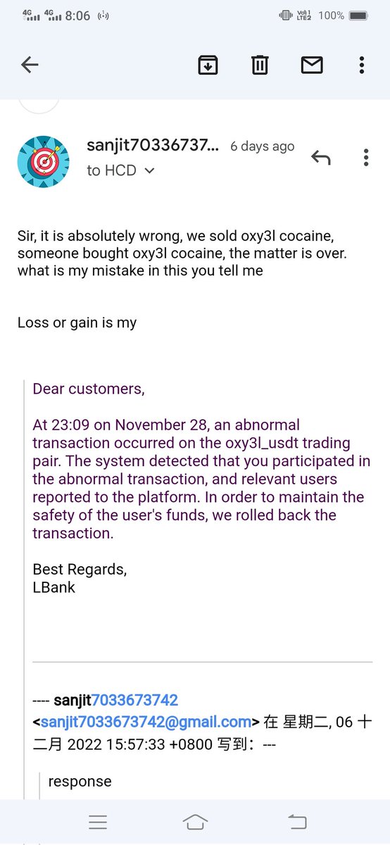 dk0963aa's tweet photo. @LBank_Exchange @Allenwei2021 @EH_LBank @LBank_Exchanges @LbankIndia @LBankAcademy @LBankLabs_Korea @Mangngoc15 @TrustWallet @MetaMask @MEXC_Global @binance  @hongkong_news LBank Exchange is doing wrong with me My assets has been taken away by the officials of LBank Exchange HCD https://t.co/Y1eG13NaZR