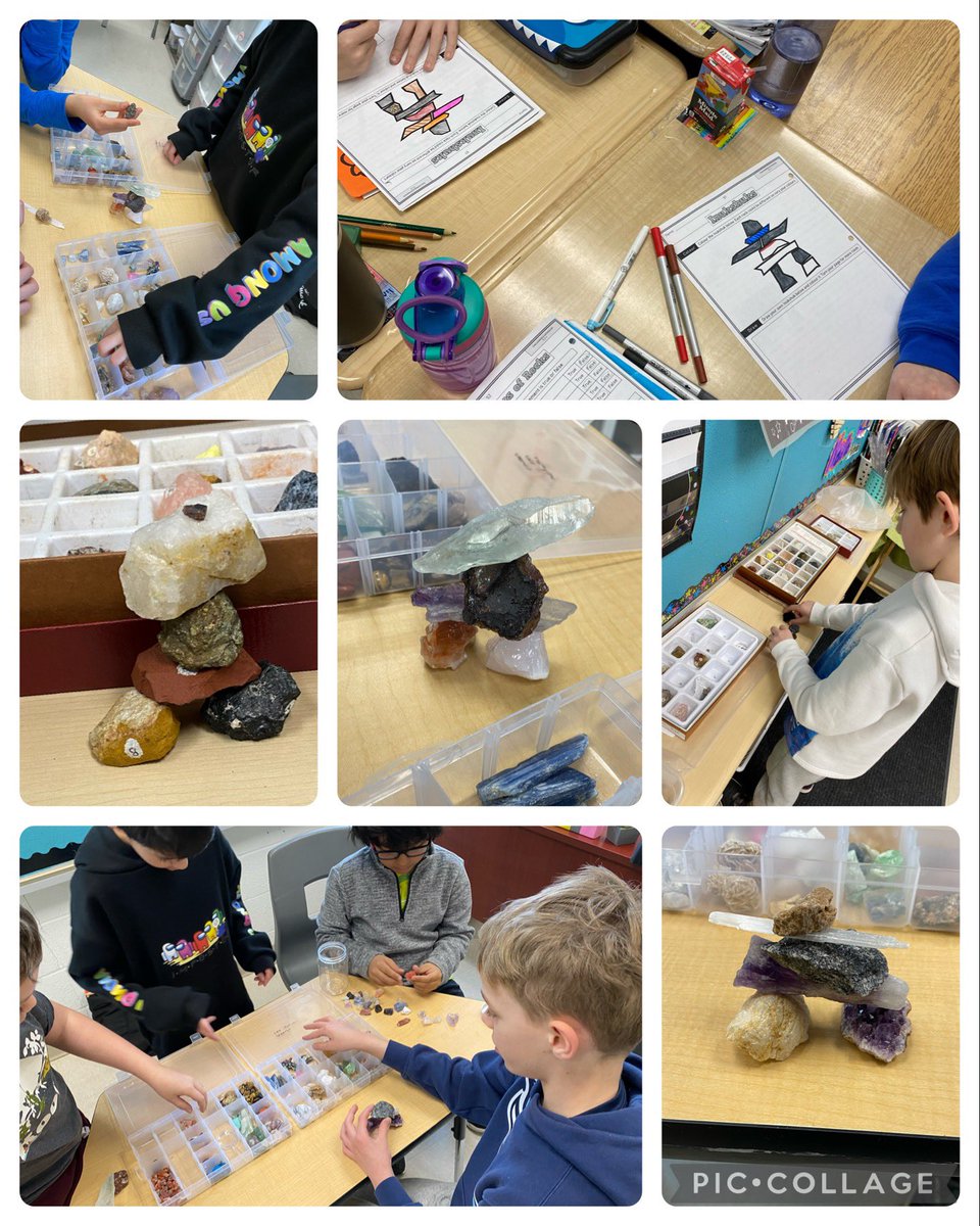 MsLoganLane's tweet photo. Today we explored the everyday uses of rocks and minerals! We learnt that some Indigenous Groups use rocks to make Inukshuks. Students then had a chance to explore some rocks and make their own! #handsonexploration @OLFMilton https://t.co/6kleHW9IEp