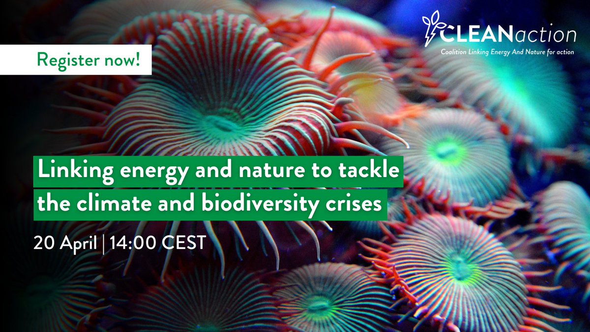 Join us for this virtual event to learn more about how we can jointly tackle the energy, nature and climate crises 🌍
 
🕐 14:00 CEST
📅 20 April
📍Register: bit.ly/CLEANactionRep…
