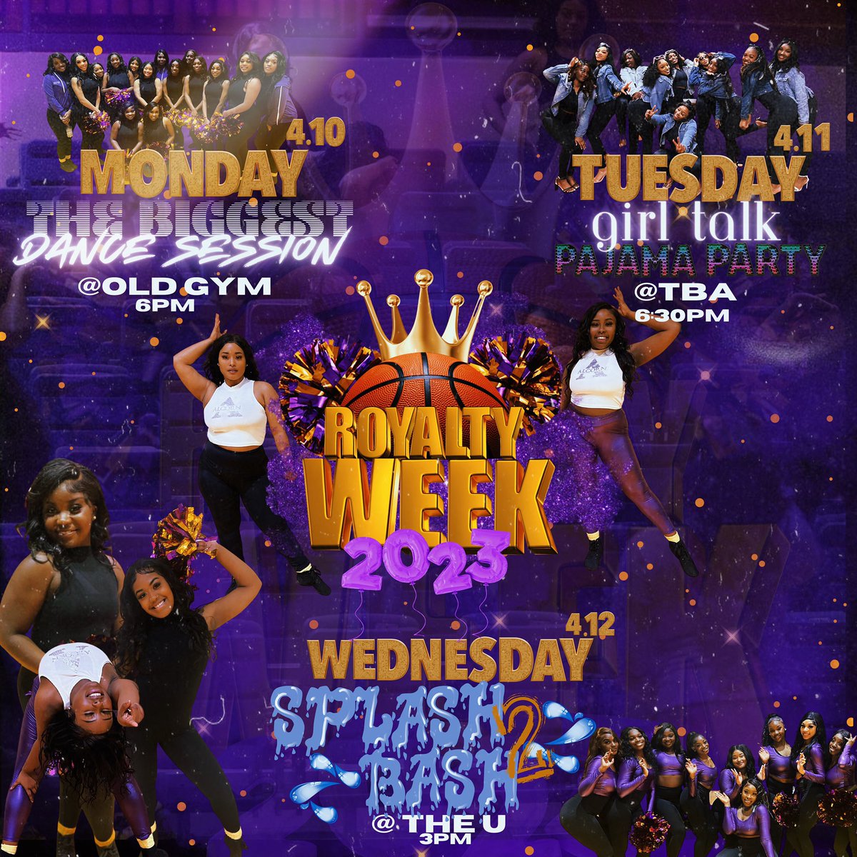 ASURoyalBraves's tweet photo. ATTENTION! ATTENTION!✨💜 The ASU Royal Braves Presents to you the essence of royalty through our 2023 Royalty week! 👑 Join us for the following events as the Royal Braves bring royalty near you!✨💜 https://t.co/5jWsaIeChR