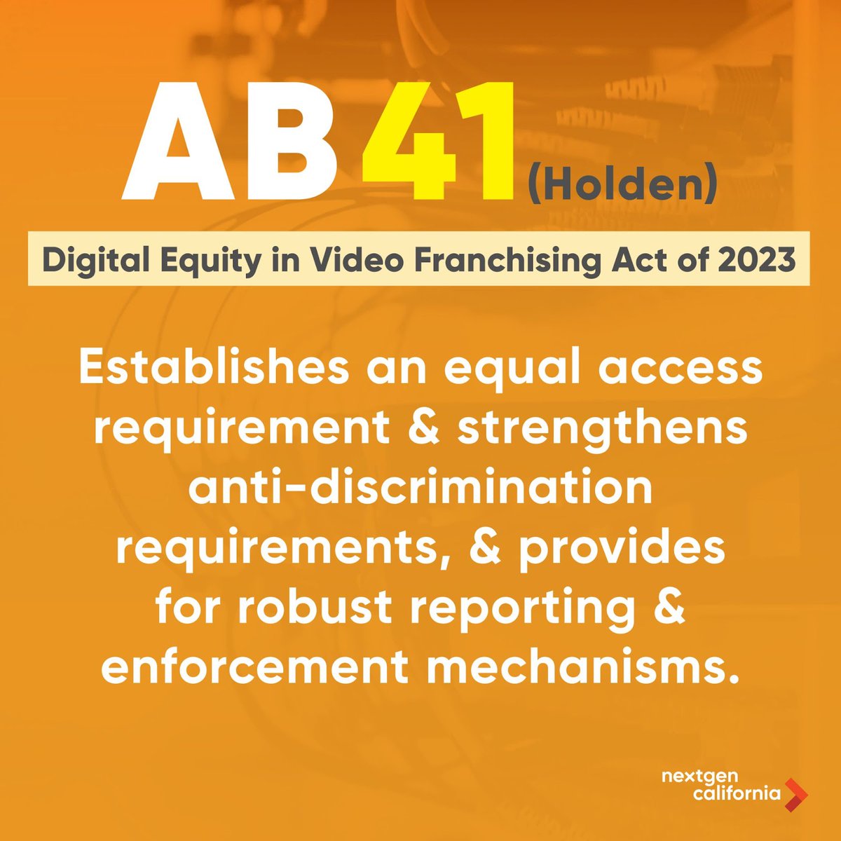NextGen_Policy's tweet photo. How does #DEVFA (AB 41 - @ChrisHoldenNews) help CA close the digital divide? π€
It provides our state with equitable access to broadband internet, and establishes anti-discrimination requirements and enforcement mechanisms! Learn more at https://t.co/H52OOpFxMS https://t.co/kOba3LGjD4
