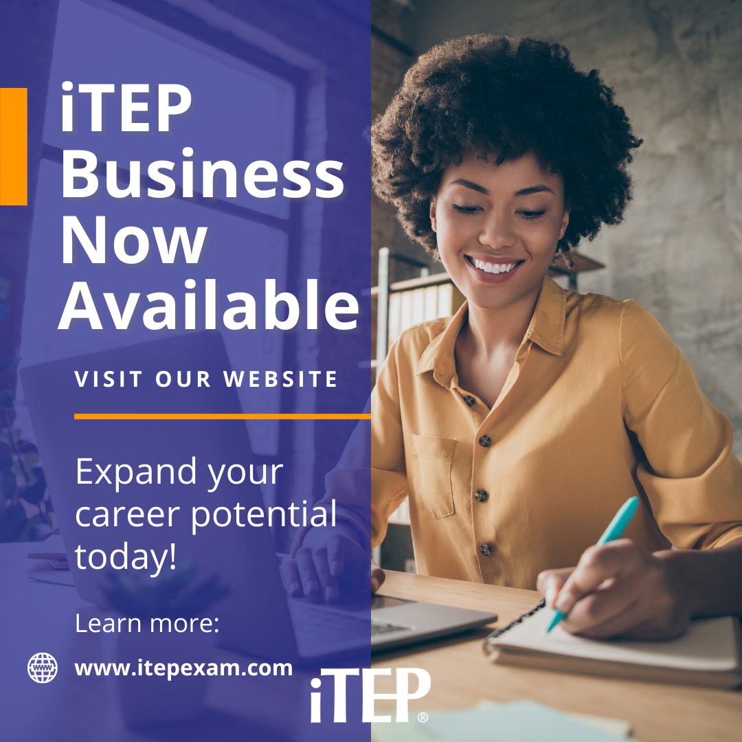 Looking to expand your career portfolio or certify your Business English abilities? The iTEP Business exam is now available for individual purchase. Purchase your exam today: itepexam.com/product/itep-b… #itep #itepexam #international #business #english #career #englishexams