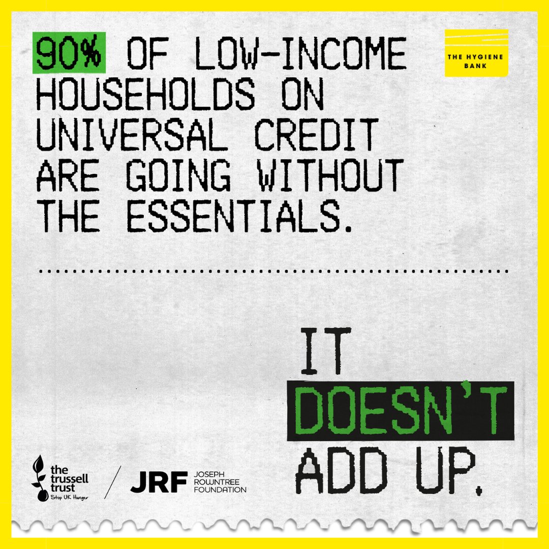 It doesn’t add up.
We’re endorsing <a href="/jrf_uk/">Joseph Rowntree Foundation</a> &amp; @TrussellTrust's #OurEssentials campaign.
Our research shows hygiene basics are ‘bottom of the list’ when budgets are tight.
Everyone deserves the basics.
ow.ly/9UBy50NBlzb
#EveryoneDeservesToFeelClean #OurEssentials
