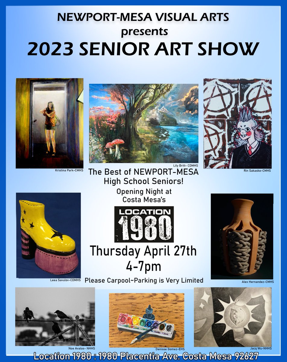#mesanation Senior Art Show @nmusd cmhs.schoolloop.com/pf4/cms2/event… #mesaproud