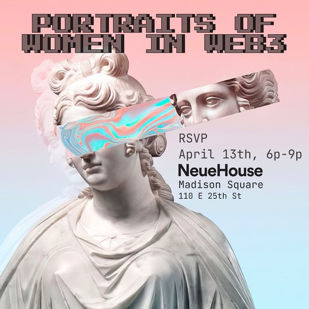 annespalter's tweet image. Thrilled to be part of this amazing event! RSVP with link. April 13, 6-9 pm at Neuehouse Madison Sq rsvp.neuehouse.com/nftnycxneuehou…