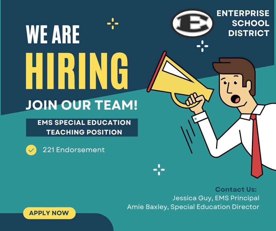 ESDBulldogs's tweet image. EMS is looking to fill a SPED teaching position.

Applications can be found on the ESD webpage.  To apply, please send completed application, resume, &amp;amp; current teaching license to jguy@esd.k12.ms.us, abaxley@esd.k12.ms.us  or faxed to 601-840-3217. 

Applications until filled.