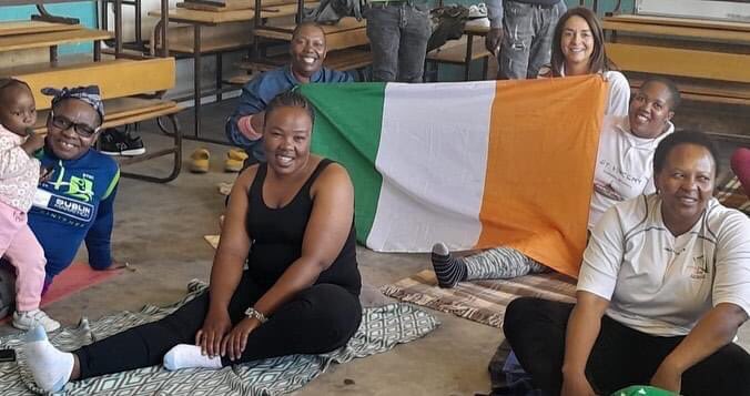ActionIreland's tweet photo. A mindfulness timeout at Seboka Primary School today.  Yoga and meditation with our volunteers.
#wellbeing #mentalhealth #workingtochangethefuture #AIT #TeamAIT #actionirelandtrust #Lesotho #lesotho2023  #community #care #education #community https://t.co/nX7YExwBWj