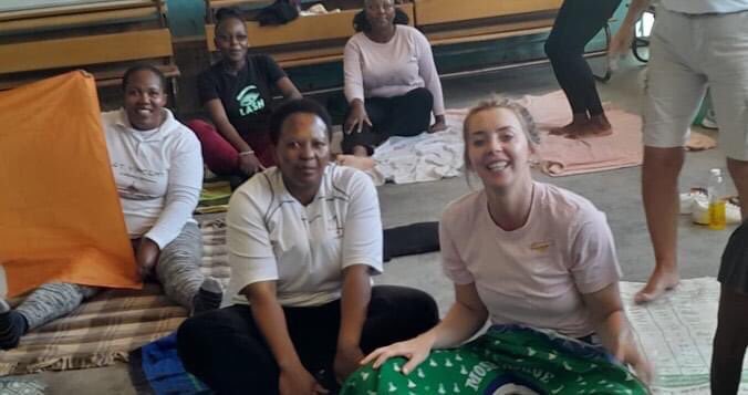 ActionIreland's tweet photo. A mindfulness timeout at Seboka Primary School today.  Yoga and meditation with our volunteers.
#wellbeing #mentalhealth #workingtochangethefuture #AIT #TeamAIT #actionirelandtrust #Lesotho #lesotho2023  #community #care #education #community https://t.co/nX7YExwBWj
