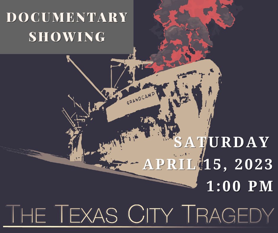 MoorePublic's tweet photo. Commemorate the Texas City Disaster next Saturday, April 15th at 1:00 PM at the library. We will have a showing of the documentary The Texas City Tragedy in our Holland Meeting Room. Space is limited, so please arrive early. https://t.co/nqayBXyIzc