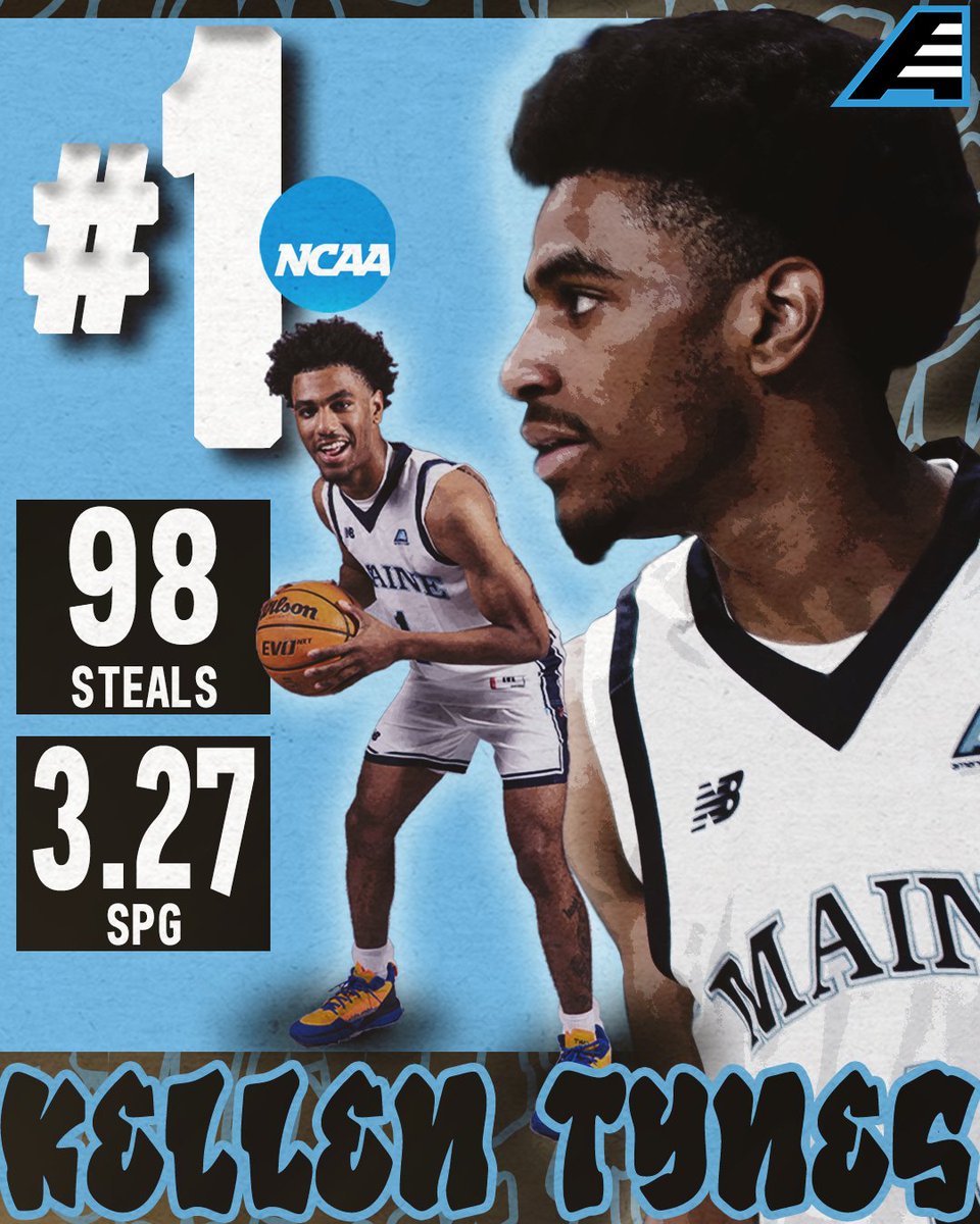 AEHoopsNews's tweet photo. 𝐍𝐀𝐓𝐈𝐎𝐍𝐀𝐋 𝐋𝐄𝐀𝐃𝐄𝐑

Kellen Tynes was a problem!

His 3.27 spg are the most in the NCAA since Matisse Thybulle averaged 3.5 spg in 2017-18! https://t.co/mXMRTzyVRJ