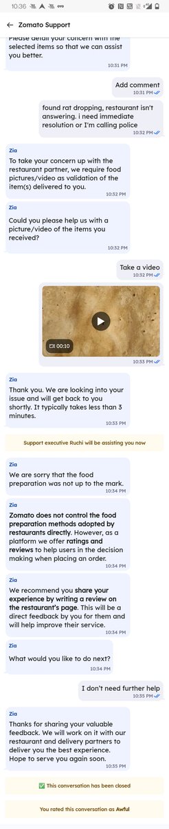 Pathetic customer complaint redressal is being used by <a href="/zomato/">zomato</a> , found rat dropping in food &amp; their reply was awful. You are playing with customer health &amp; their sentiments.
<a href="/fssaiindia/">FSSAI</a> please look into it.
#foreignobject #ratdropping