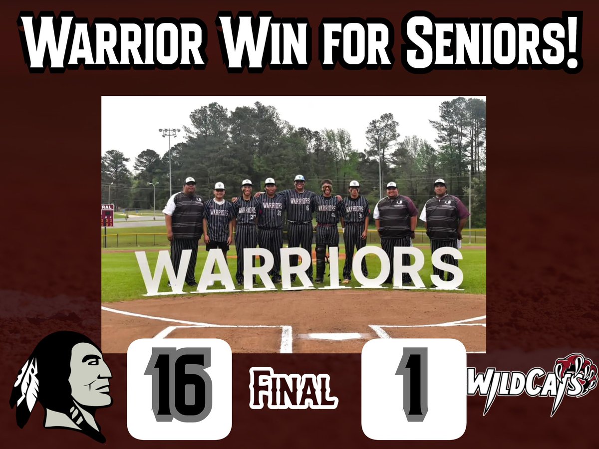 CoachJohnson246's tweet photo. Big win for the Warriors last night. Senior Night was a success! Thank you seniors, this one’s for y’all! #WarParty #CCBaseball #ChoctawCentral #WarriorsWin #ItsAGreatDayToBeAWarrior https://t.co/qASVp2pR7V