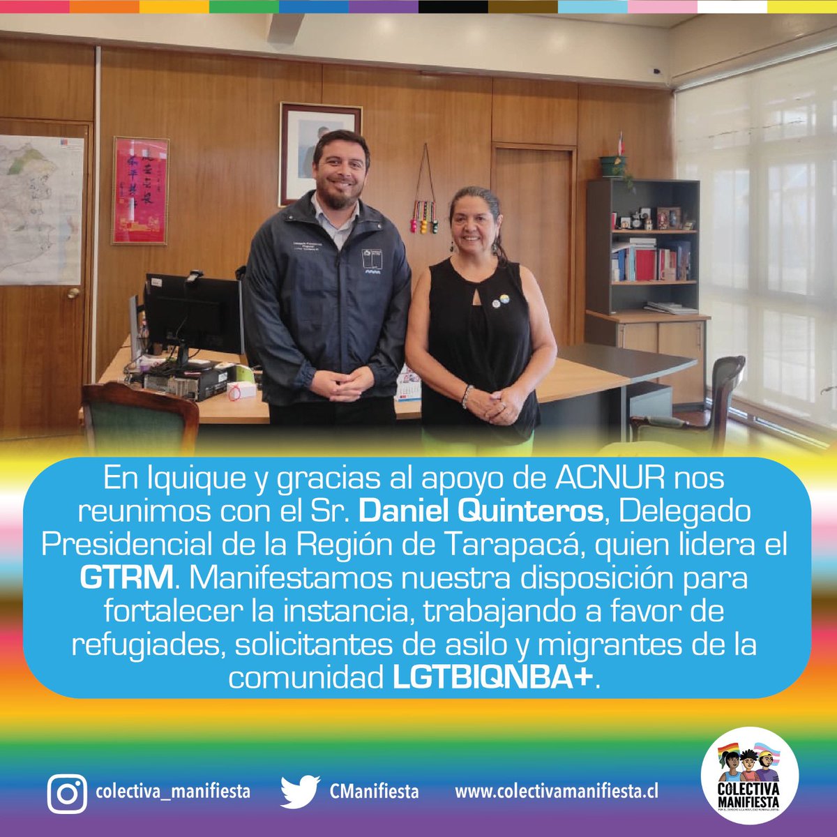 En Iquique seguimos trabajando arduamente con organizaciones sociales, organizaciones estatales y autoridades, esta vez nos reunión con el delegado presidencial de Tarapaca para poder mostrar nuestro trabajo y disposición de colaboración en acciones de integración.