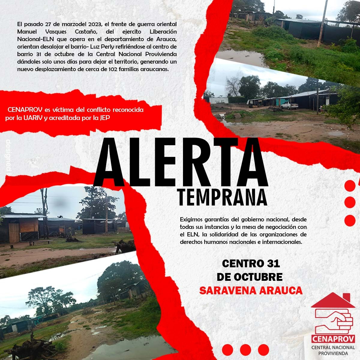 CCenaprov's tweet photo. Instamos al Presidente de la Republica, @petrogustavo - @infopresidencia, al Ministro del Interior @alfonsoprada, al Ministro de Defensa @Ivan_Velasquez_, a @GobArauca para que se protejan los DDHH de los asociados a CENAPROV en el departamento de Arauca.

@ONUHumanRights https://t.co/MT84dKCTD9