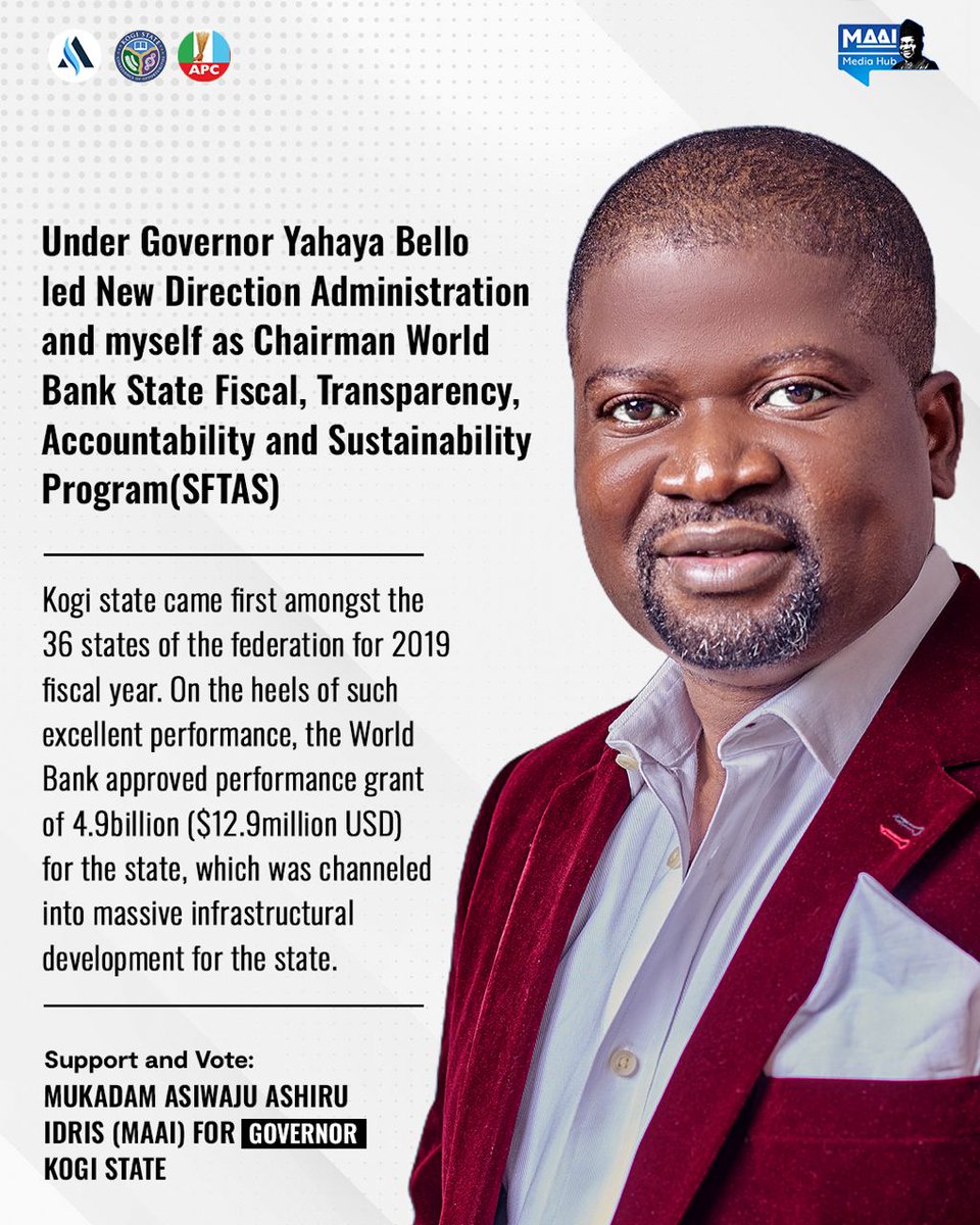 AsiwajuOladimej's tweet photo. Over to you APC delegates in Kogi State! You can build on this fiscal performance by supporting Asiwaju Asiru for Governor Kogi State.
#KogiDecides2023 #KogiFirst https://t.co/KYuyaAjZql