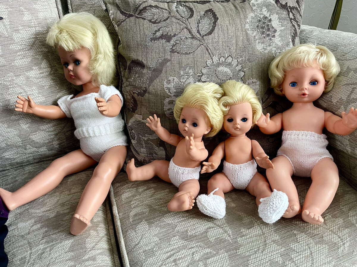AllyW's tweet photo. A customer has upgraded the woolly underwear for the dollies her grand bairns play with. She shared her friend’s top tip for improving their hair, “Use a blob of fabric conditioner on it, combs through lovely!” Then suggested I might want to try her top tip on my own barnet 😂 https://t.co/VDcRHbyq1a
