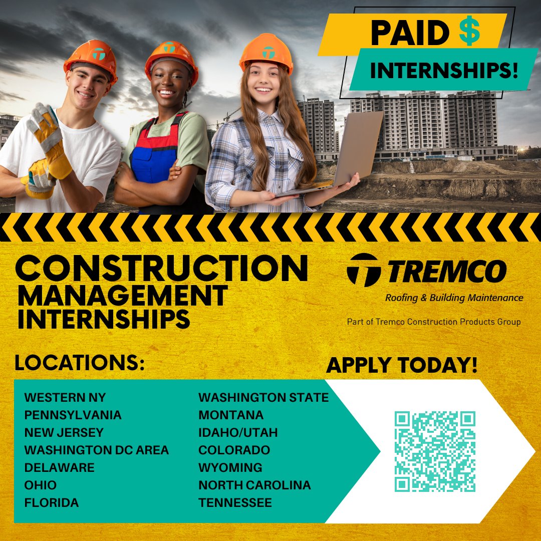 Are you a college student looking to gain experience and build a strong foundation for your career? Tremco is #hiring for our #InternshipProgram! Apply to be an #intern at careers.tremcoinc.com today! Please feel free to spread the word!