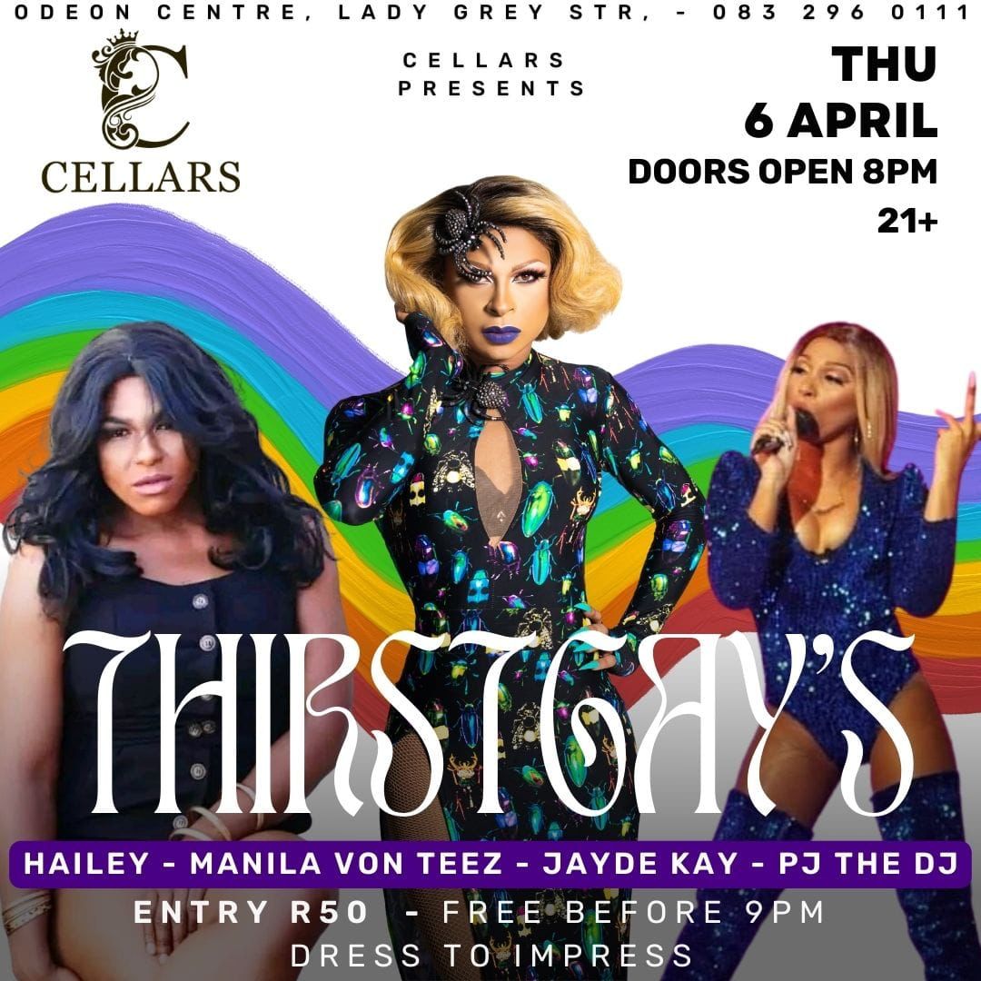 Back at Cellars in #Paarl tomorrow night for #ThirstGays with Hailey, Jayde Kay &amp; <a href="/ManilaVonTeez/">Manila von Teez</a>! 💃🏽

Mos a holiday the next day 😉