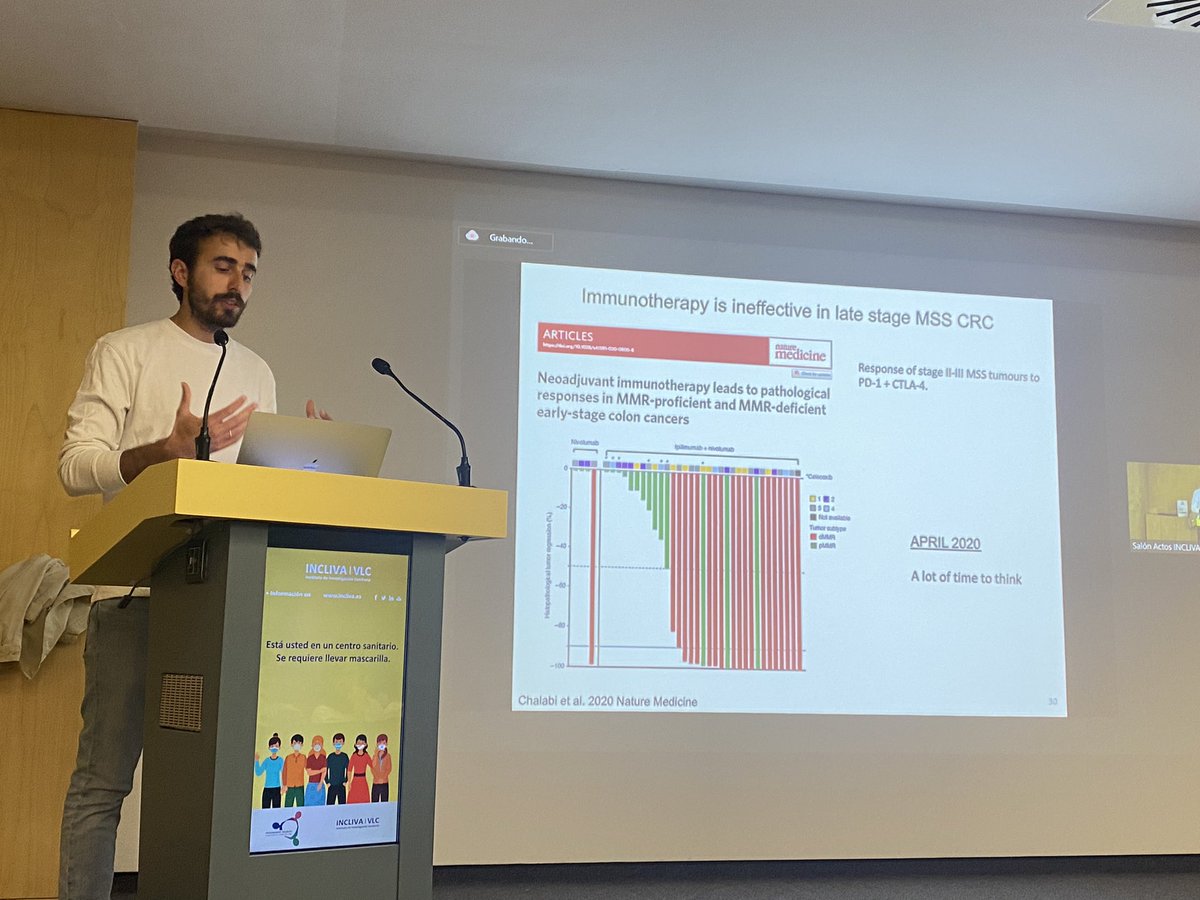 🔝It has been a pleasure to listen to <a href="/adriacanyellas/">Adrià Cañellas Socias</a> at <a href="/incliva_iis/">INCLIVA</a> discussing the development of metastasis in CRC.

📌 Is it the time for immunotherapy in the localized setting … and when❓
<a href="/MyriamChalabi/">Myriam Chalabi</a> opened up a new scenario!

✔️A must-read 📄
nature.com/articles/s4158…